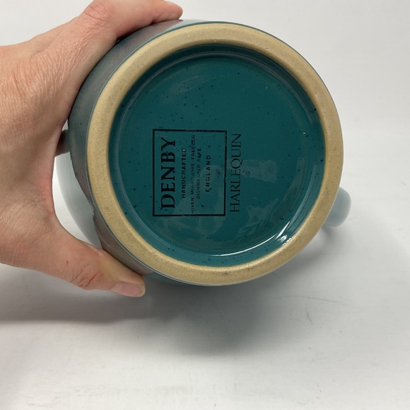 Denby Harlequin (retired) Stoneware 60 oz Blue Green Pitcher - Picture 6 of 11